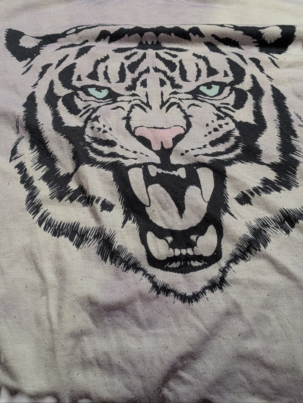 Women’s Large Purple Tie Dye Tiger Graphic T Shirt Short Sleeve Casual Tee - Picture 4 of 6